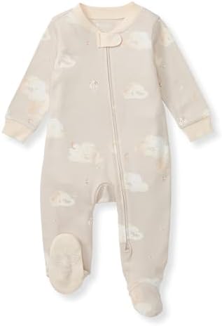 Bundle of Burt's Bees Baby Boys' Organic Cotton Sleep and Play Footed Pajamas, One-piece Zip Front Romper, Baby Essentials